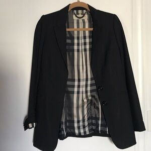 Burberry Black Blazer with Plaid Lining